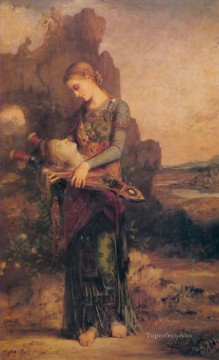 ギュスターヴ・モロー Painting - オルフェウスの頭を竪琴に乗せて運ぶトラキアの少女 1865 年の象徴主義 ギュスターヴ・モロー